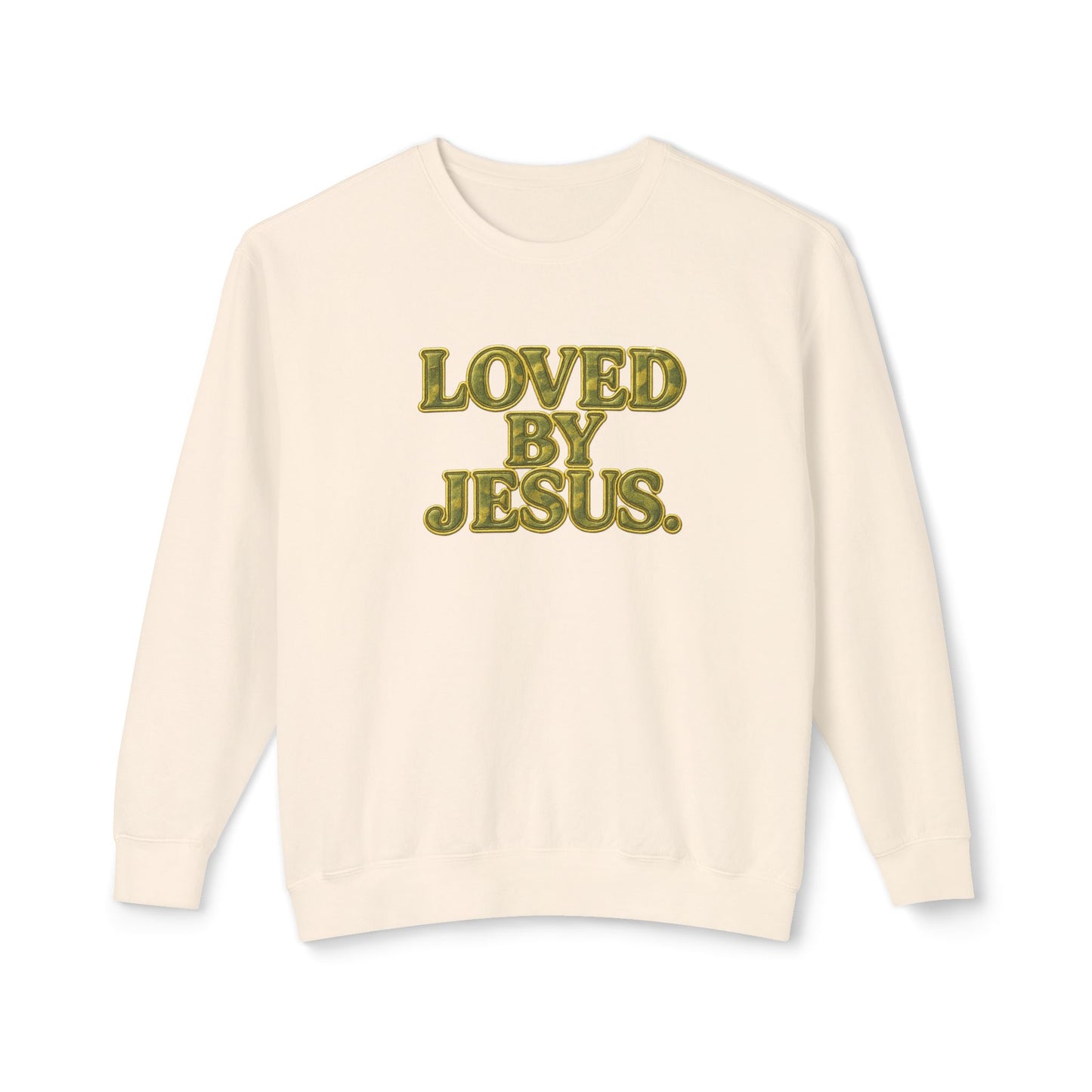 "Loved by Jesus" Camo Luxe© Crewneck Comfort Colors Sweatshirt