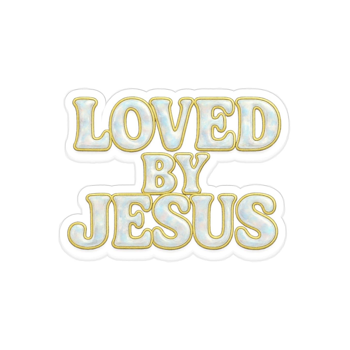 "Loved by Jesus" Pearl Core© Mirror Treasure Christian Sticker