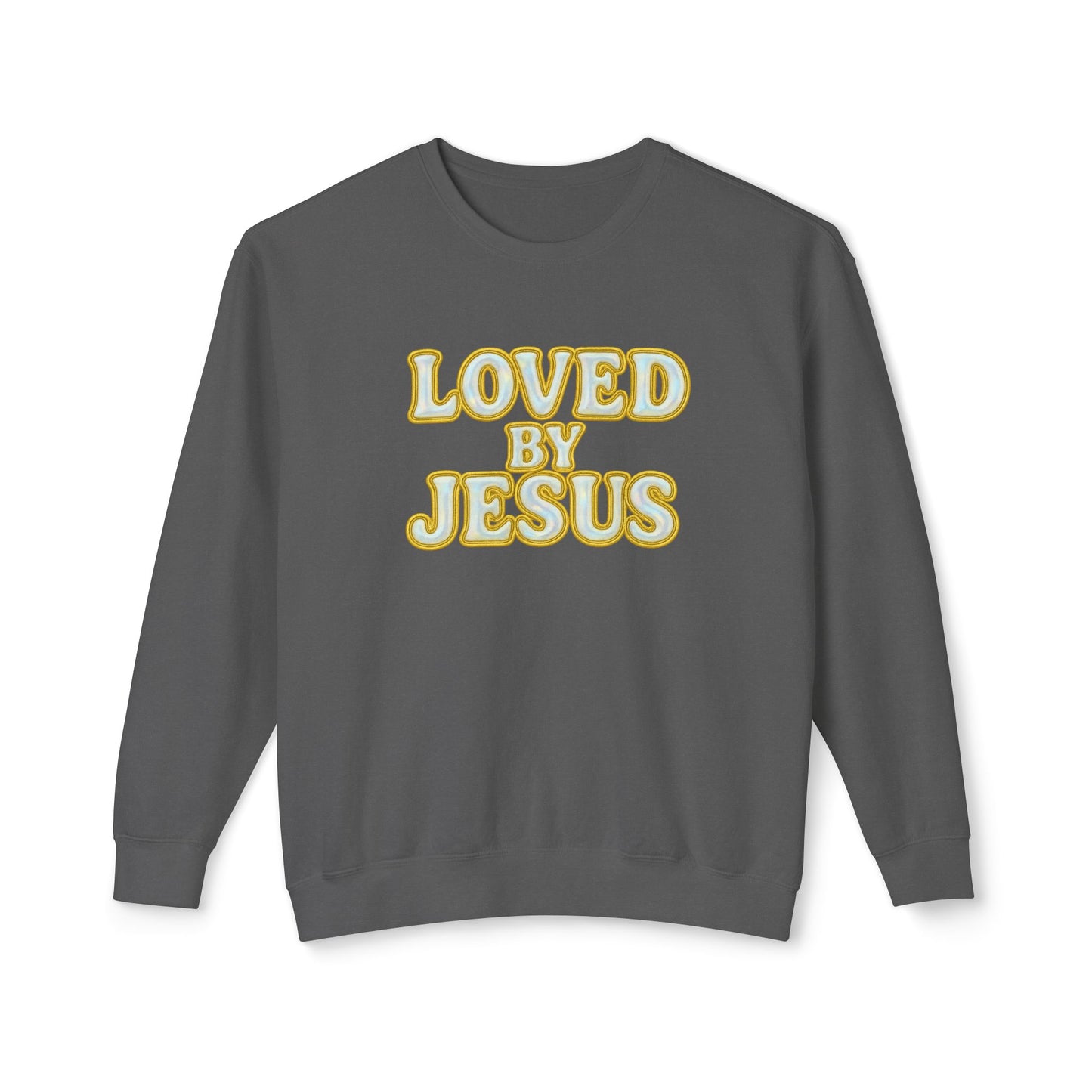 "Loved by Jesus" Holographic Luxe© Comfort Colors Crewneck