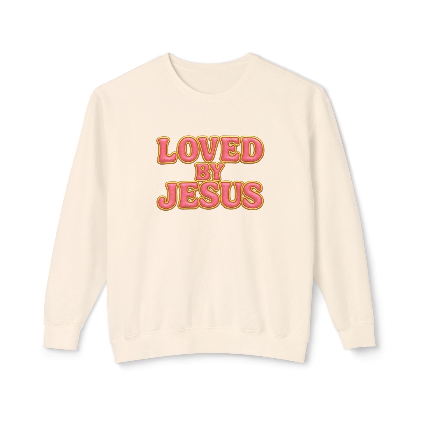 "Loved by Jesus" Bubblegum Luxe© Comfort Colors Crewneck