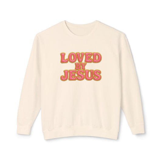 "Loved by Jesus" Bubblegum Luxe© Comfort Colors Crewneck