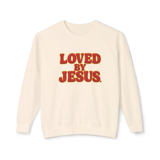 "Loved by Jesus" Cherry Red Comfort Colors Crewneck