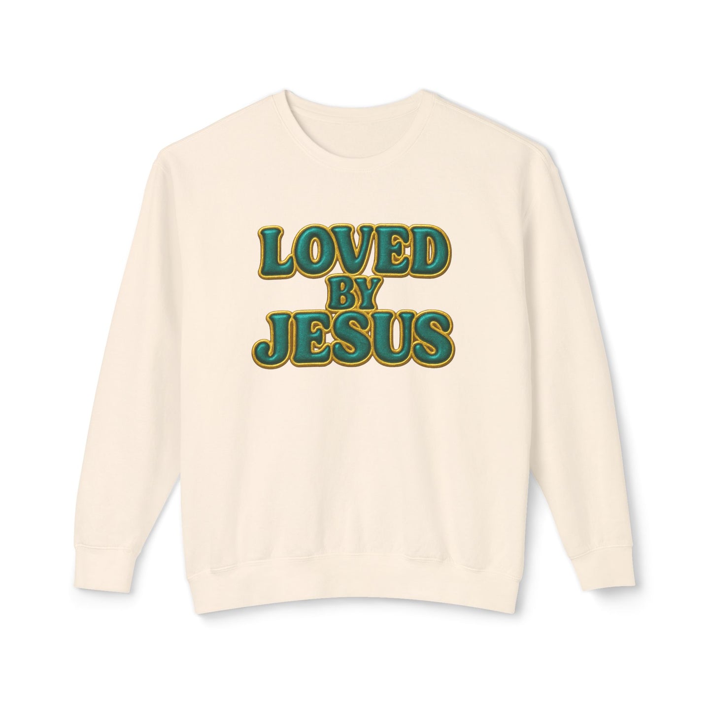 "Loved by Jesus" Teal Luxe© Comfort Colors Crewneck Sweatshirt