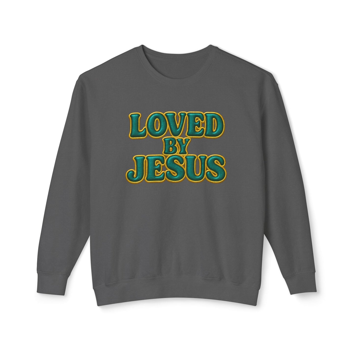 "Loved by Jesus" Teal Luxe© Comfort Colors Crewneck Sweatshirt