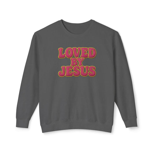 "Loved By Jesus" Bold Pink Velvet© Crewneck