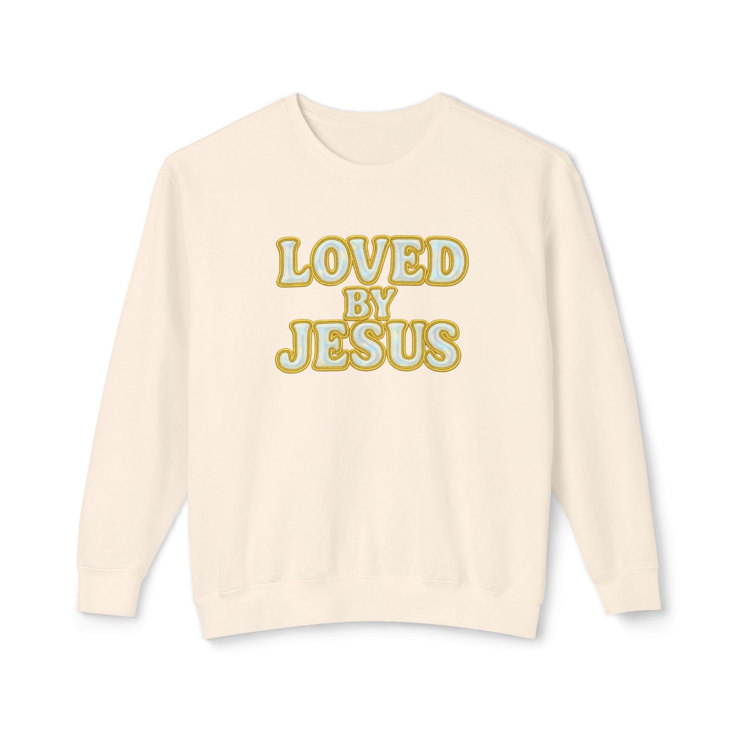 "Loved by Jesus" Holographic Luxe© Comfort Colors Crewneck