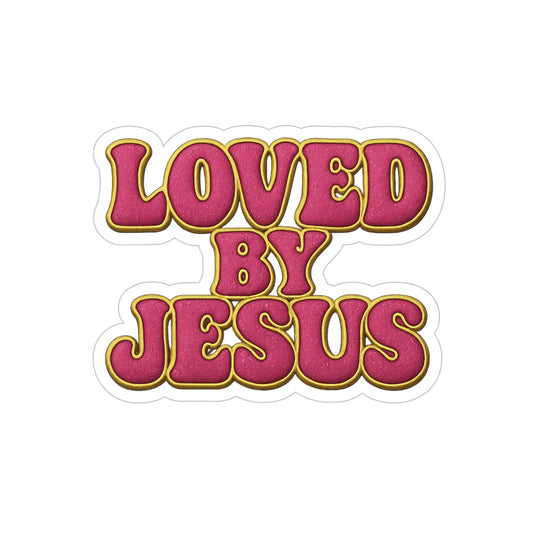 "Loved by Jesus" Velvet Bold Pink© Mirror Treasure Christian Sticker