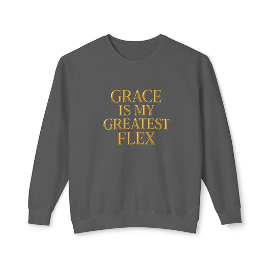 "Grace Is My Greatest Flex" Christian Comfort Colors Luxe Sweatshirt