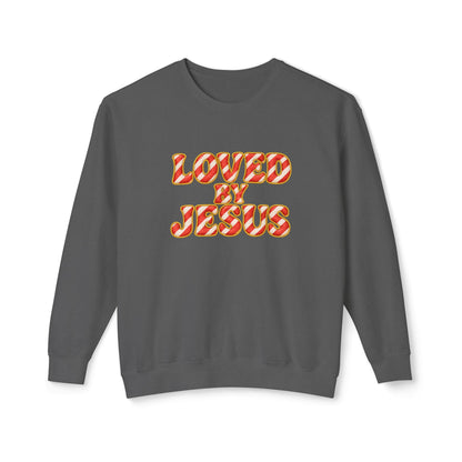 "Loved by Jesus" Candy Cane Couture Comfort Colors Crewneck