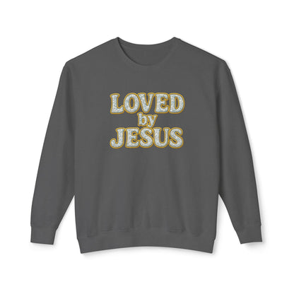 "Loved by Jesus" Diamond Dust Prism Luxe© Comfort Colors Crewneck