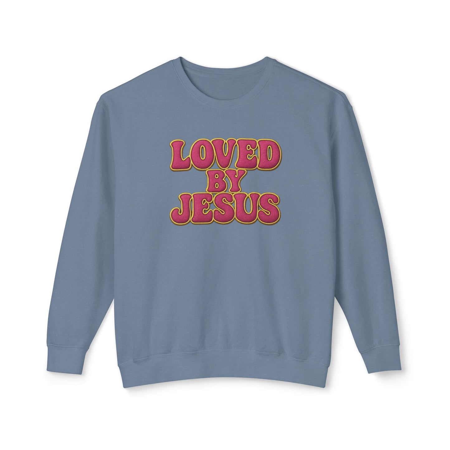 "Loved By Jesus" Bold Pink Velvet© Crewneck
