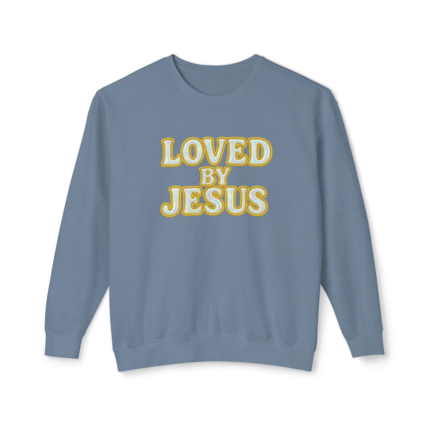 "Loved by Jesus" Holographic Luxe© Comfort Colors Crewneck