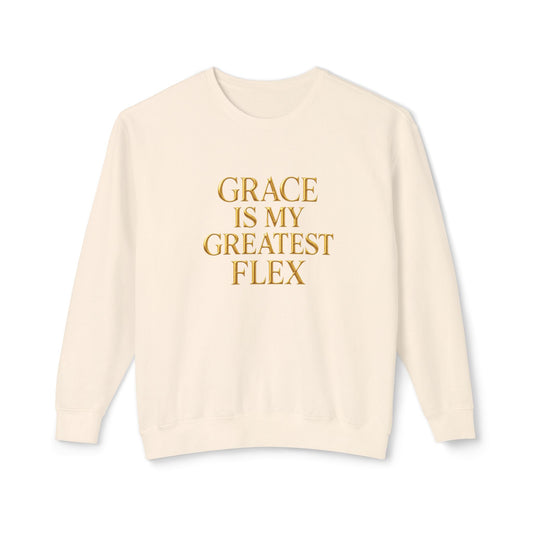 "Grace Is My Greatest Flex" Christian Comfort Colors Luxe Sweatshirt