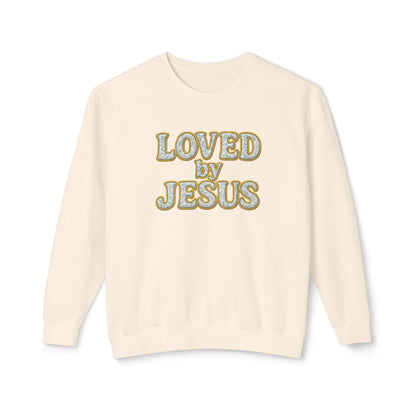 "Loved by Jesus" Diamond Dust Prism Luxe© Comfort Colors Crewneck