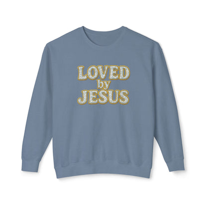 "Loved by Jesus" Diamond Dust Prism Luxe© Comfort Colors Crewneck