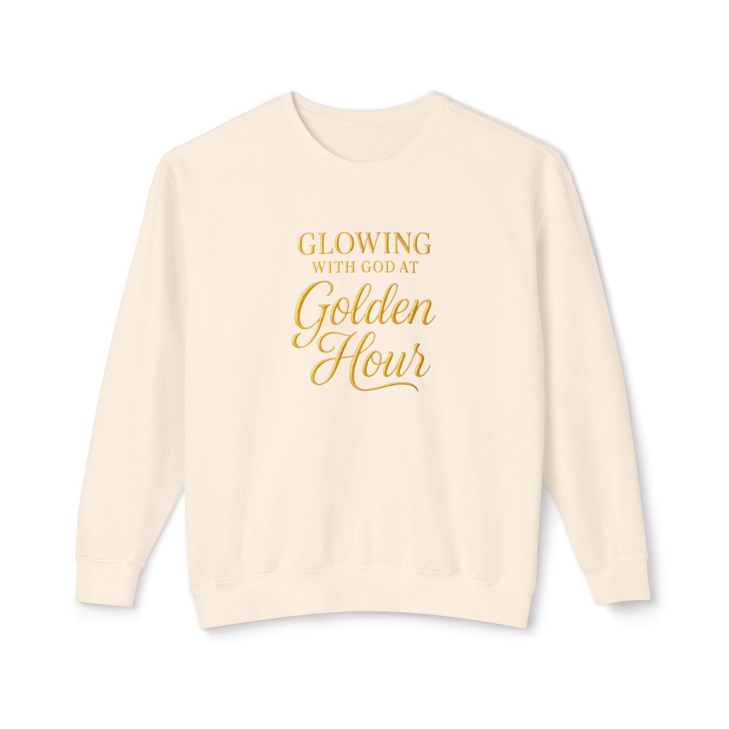 "Glowing with God at Golden Hour" Christian Comfort Colors Sweatshirt