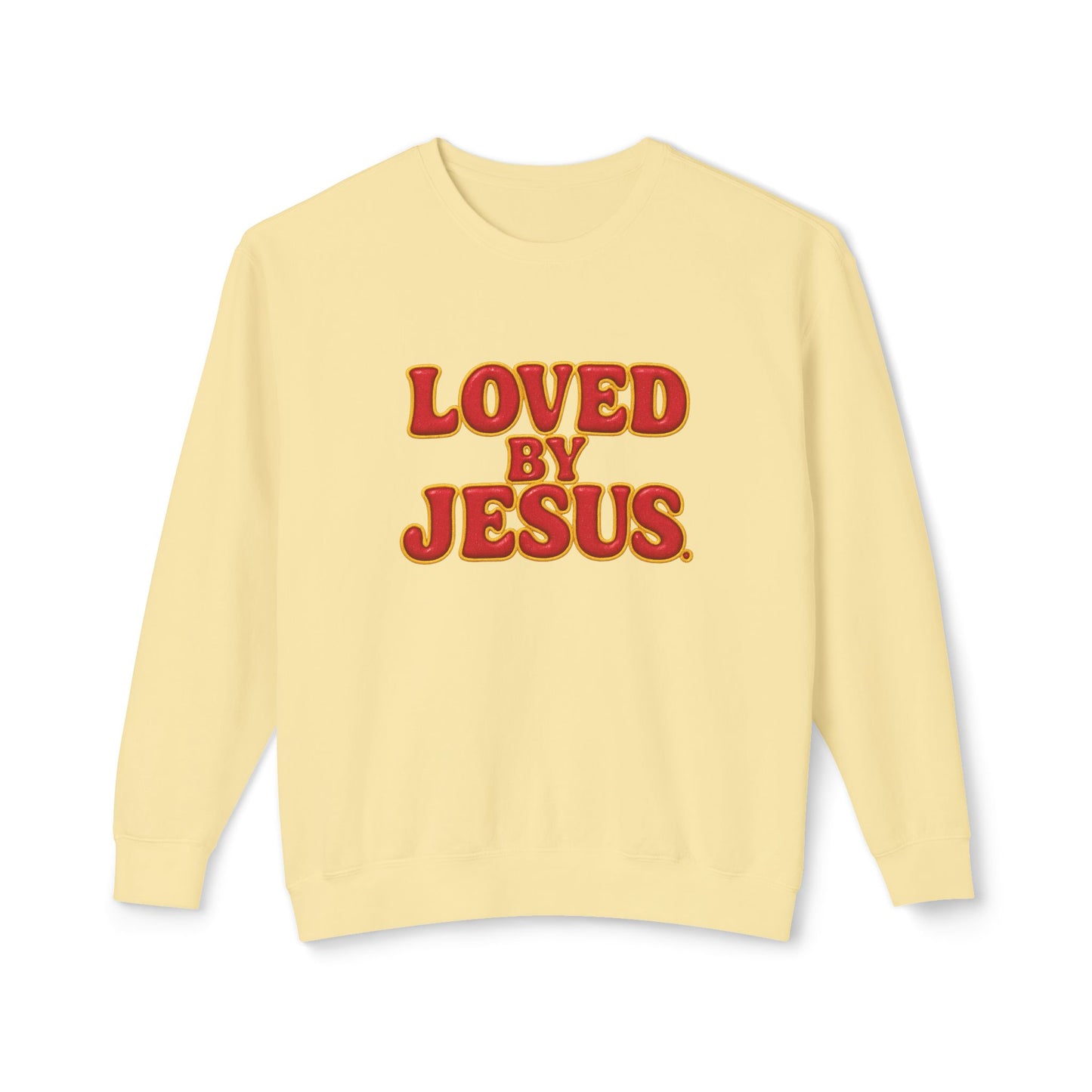 "Loved by Jesus" Cherry Red Comfort Colors Crewneck
