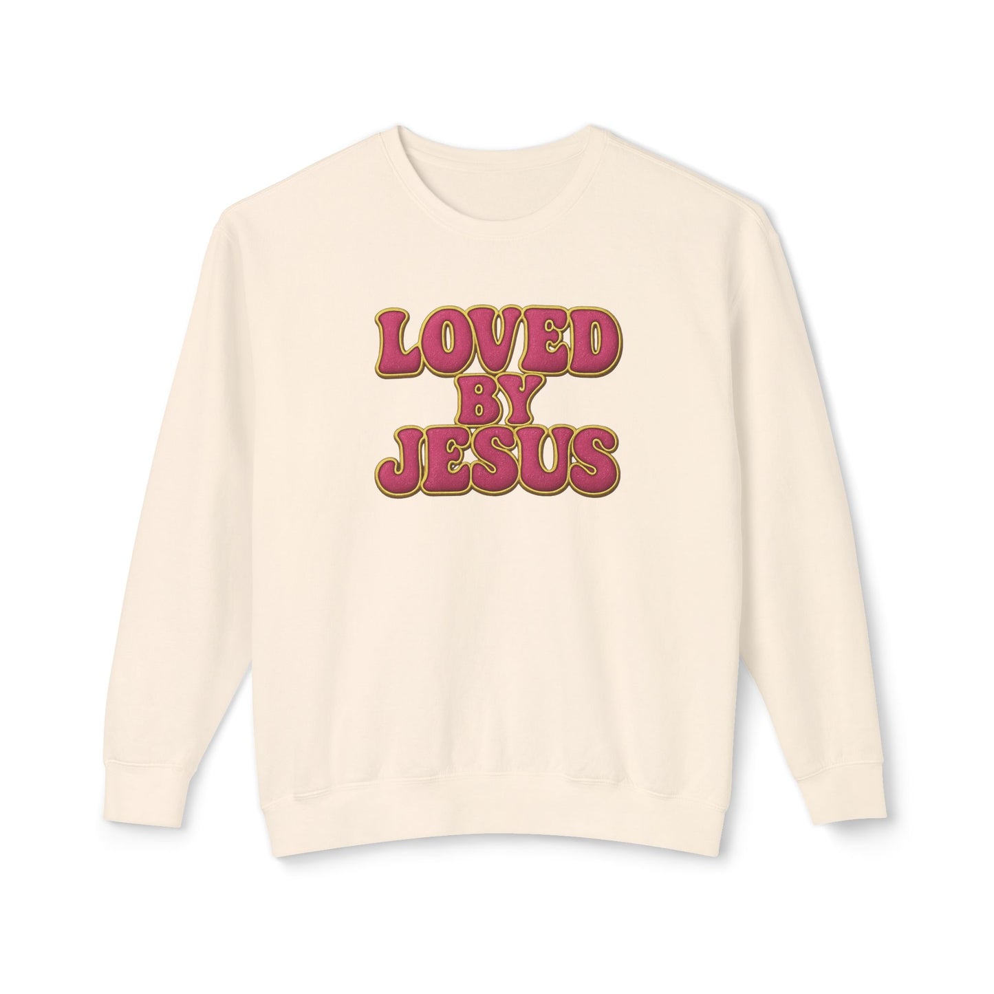 "Loved By Jesus" Bold Pink Velvet© Crewneck