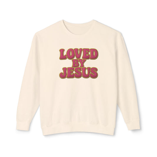 "Loved By Jesus" Bold Pink Velvet© Crewneck
