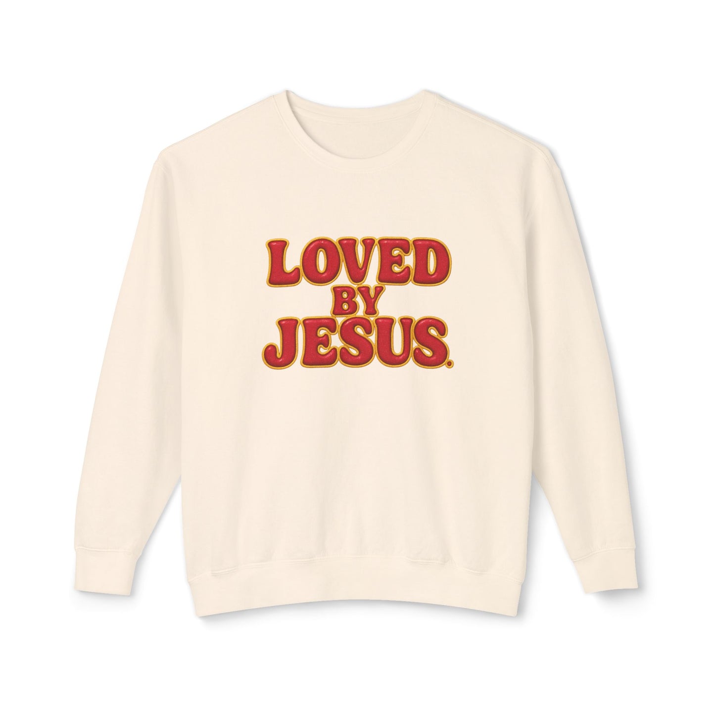 "Loved by Jesus" Cherry Red Comfort Colors Crewneck