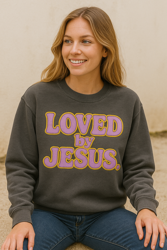 "Loved by Jesus" Violet Luxe© Comfort Colors Crewneck