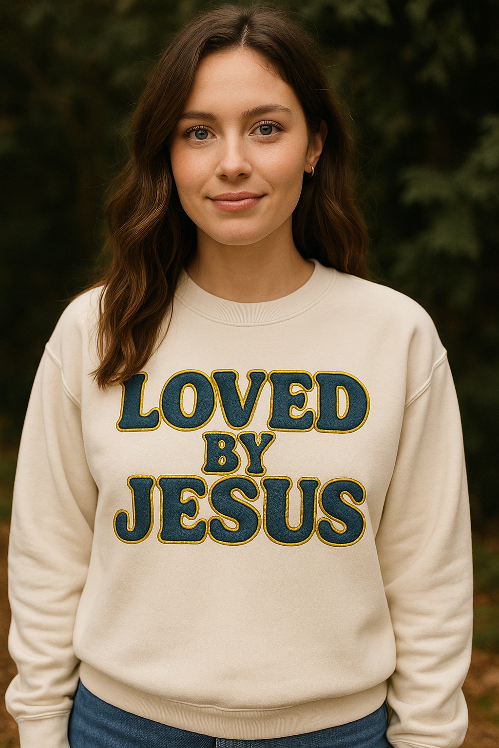 "Loved by Jesus" Sapphire Luxe© Comfort Colors Crewneck